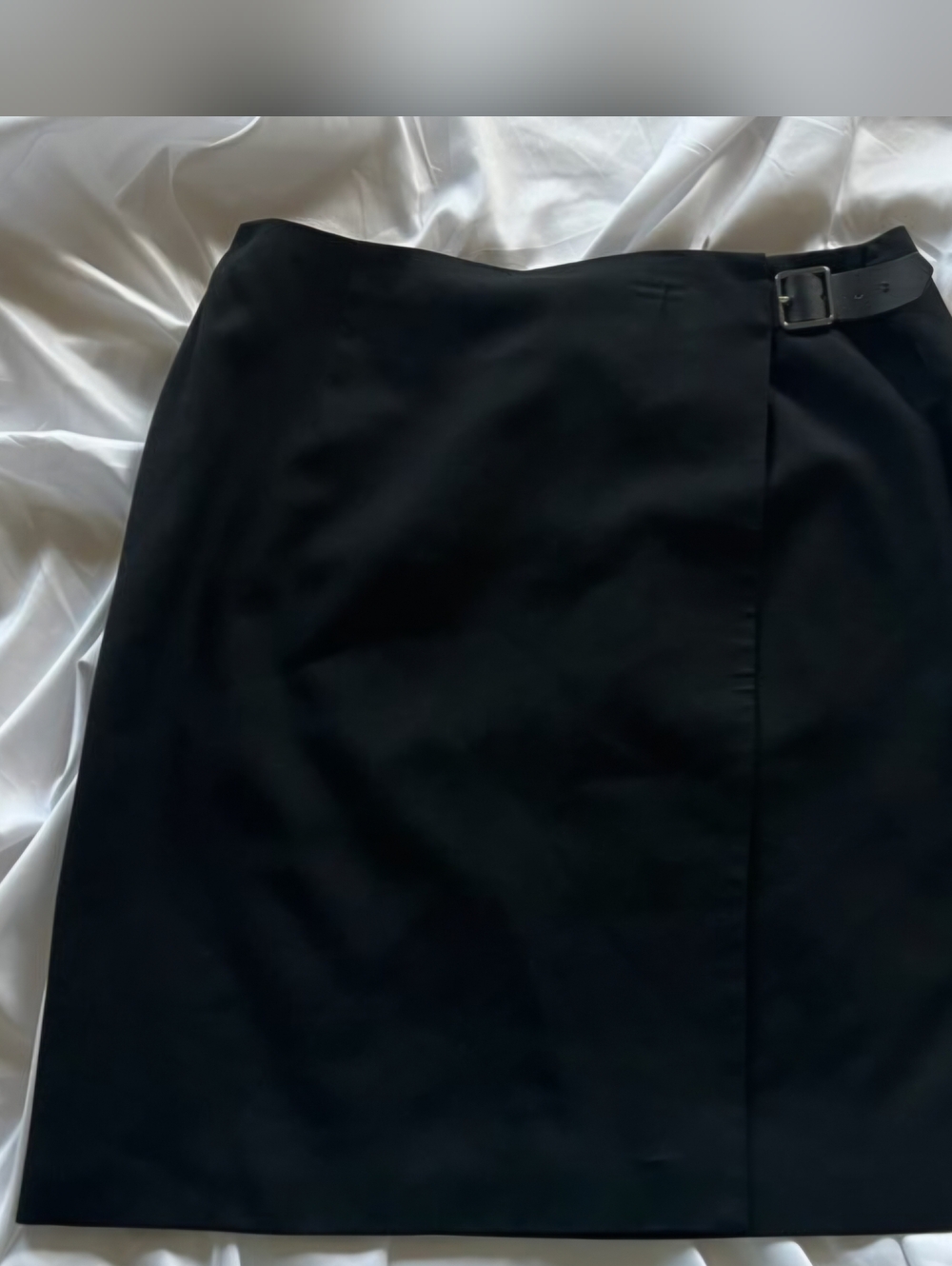 Vintage Womens Talbots Lined Black Wool Wrap-Front Skirt Size 14